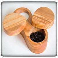 Olive wood salt/pepper cellar